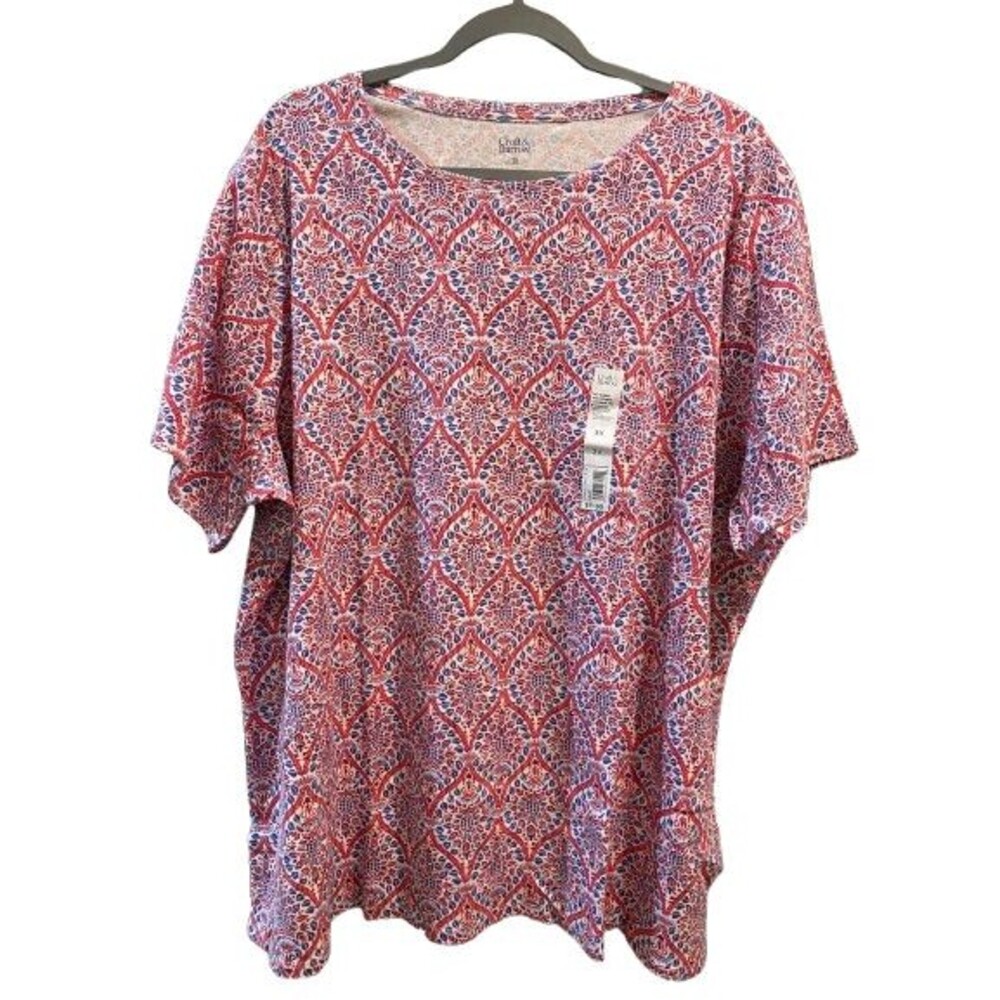 Women's 3X Classic Tee Croft & Barrow Cotton Short Sleeve Crewneck Pull-over